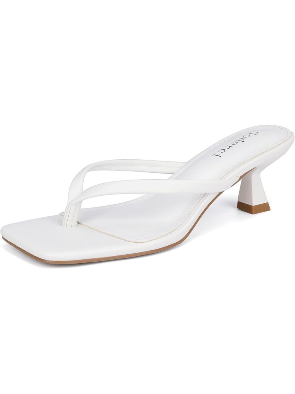 Women's Apricot Square Open Toe Slip On Kitten Flip Flop Thong Low Heel Sandal